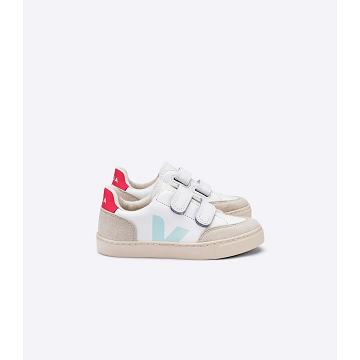 Zapatillas Veja V-12 LEATHER Niños White/Beige | España 878LIS